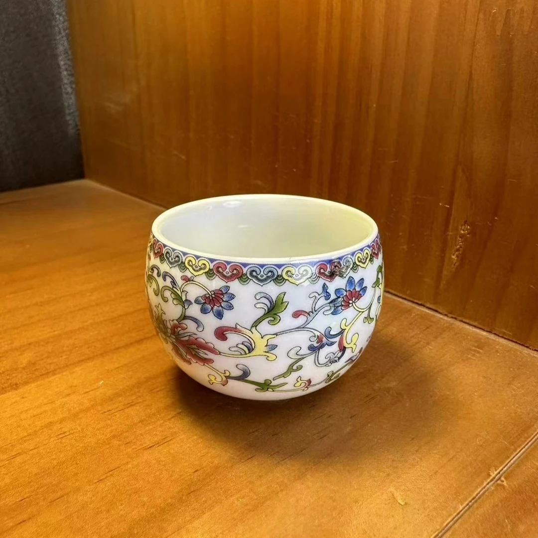 弘珹臻选 珐琅彩青花陶瓷复古单杯一口杯品茗杯茶盏茶杯