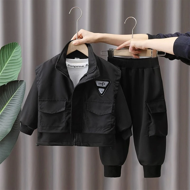 儿童装男童春秋套装2025新款痞帅宝宝衣服儿童时髦运动卫衣两件潮