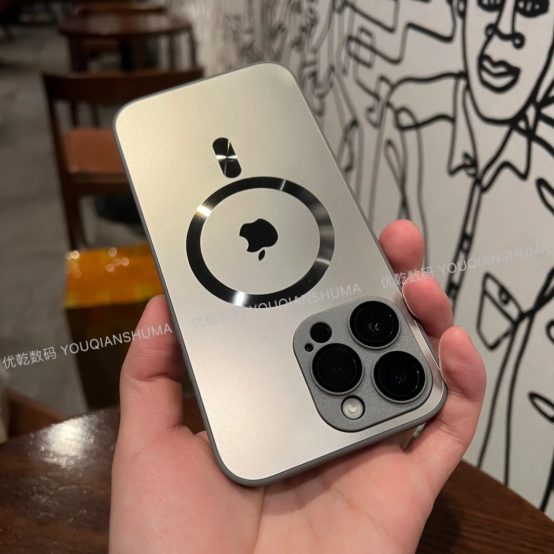 苹果15/14/13/12自带镜头膜原机AG磨砂磁吸iphone14promax手机壳