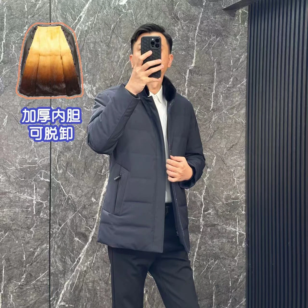 8188立领加厚派克服【羽绒+真头层獭兔皮毛一体+真水貂衣领】