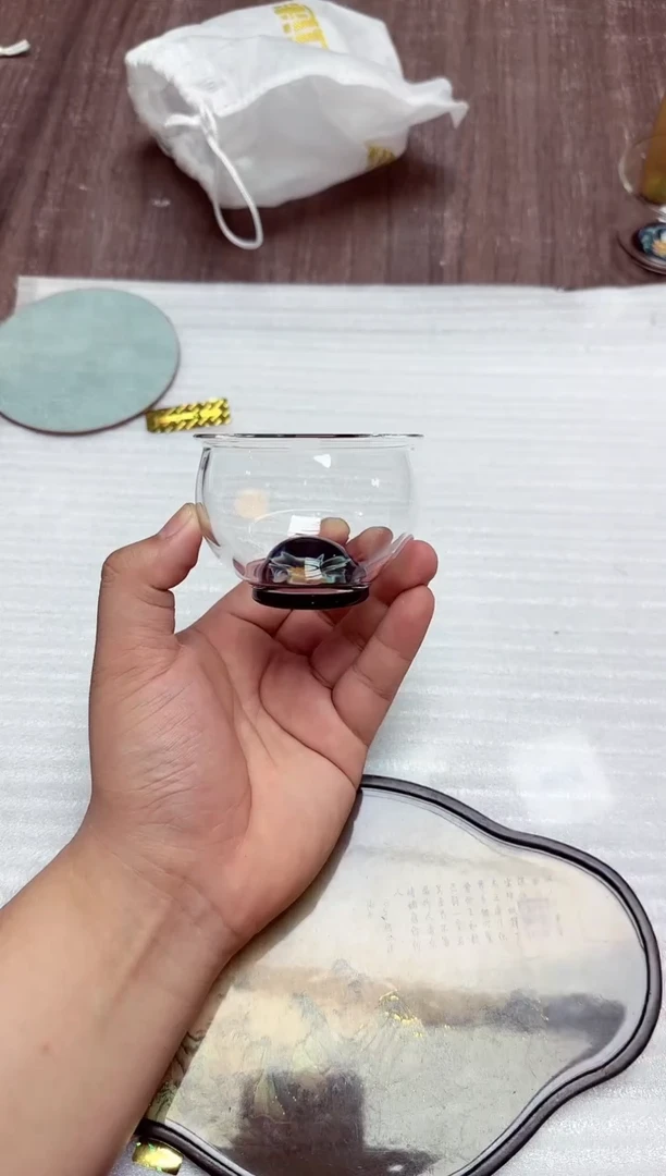 【闪购商品】杯风谜花语福杯透明+茶巾