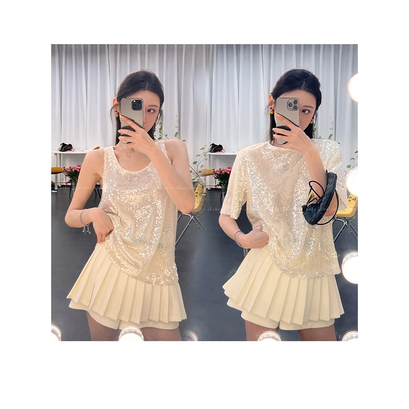 【4月】你的呵呵Scarlett 设计款重工亮片短袖/吊带背心夏