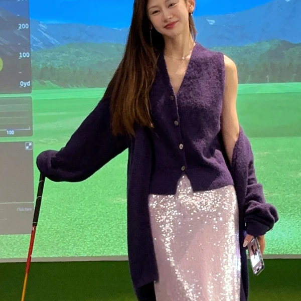 你的呵呵｜简性松弛时髦柔雾绒感马海毛毛衣套装 背心+开衫