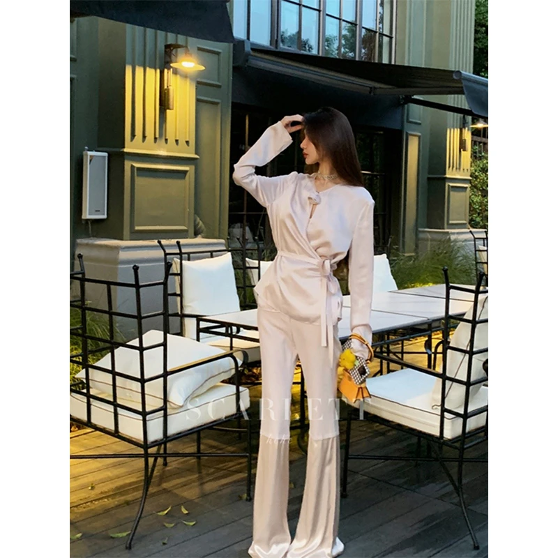 你的呵呵 慵懒贵气 高腰气质高光色显腿长休闲裤长裤