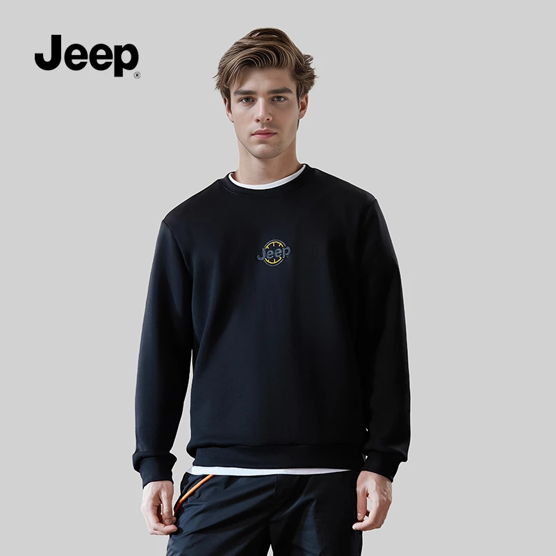 JEEP/吉普2025春季新款时尚舒适男士上衣圆领卫衣长袖户外休闲