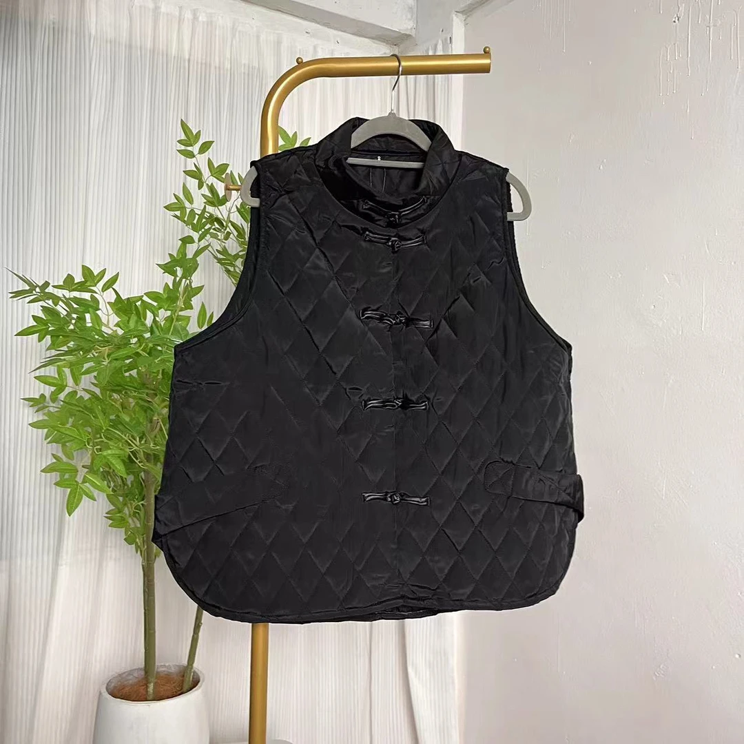 【佳佳】275新中式棉服拼接马甲显瘦百搭时尚休闲黑色马夹保暖秋冬