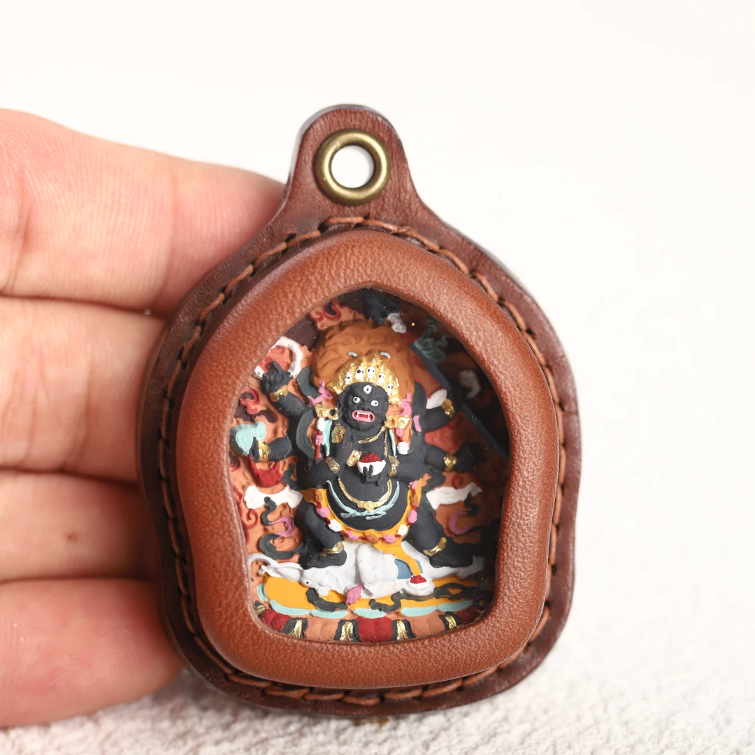 大黑天-皮擦擦-手绘六臂玛哈嘎拉-63*46mm-唐卡