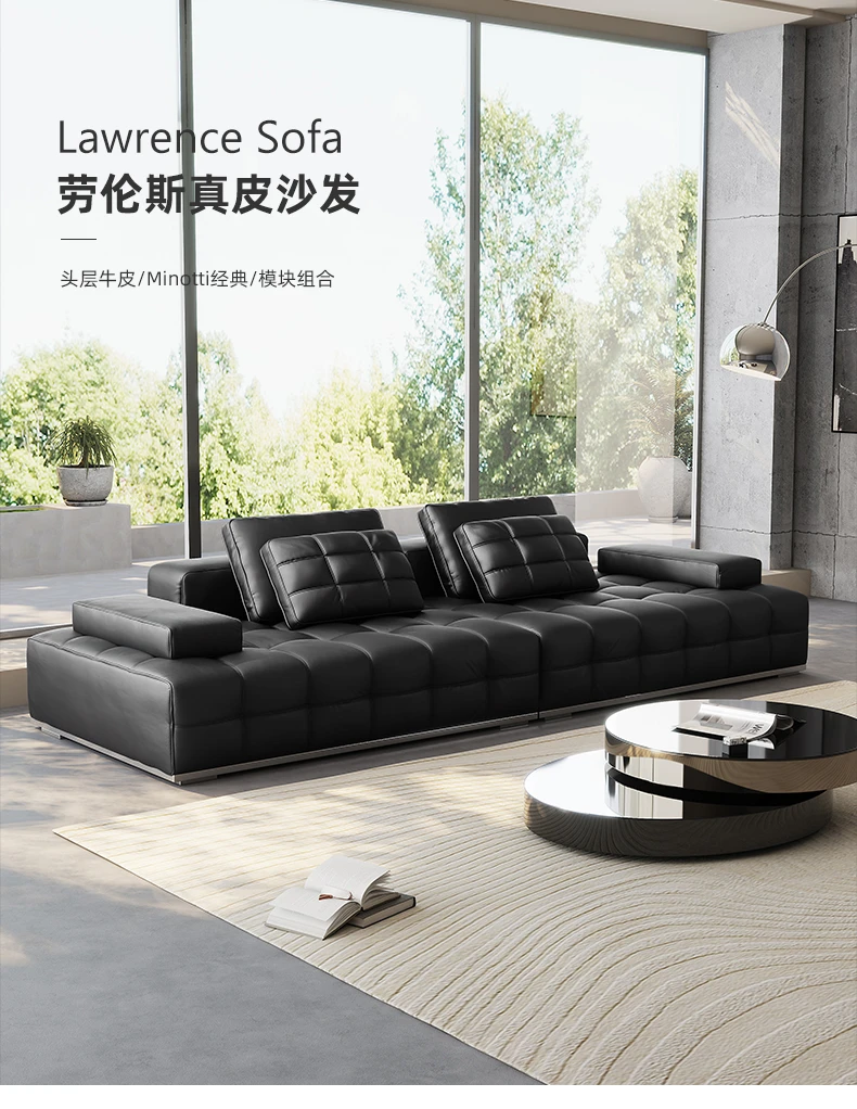 劳伦斯真皮电动沙发床意式轻奢极简劳伦斯家用客厅沙发