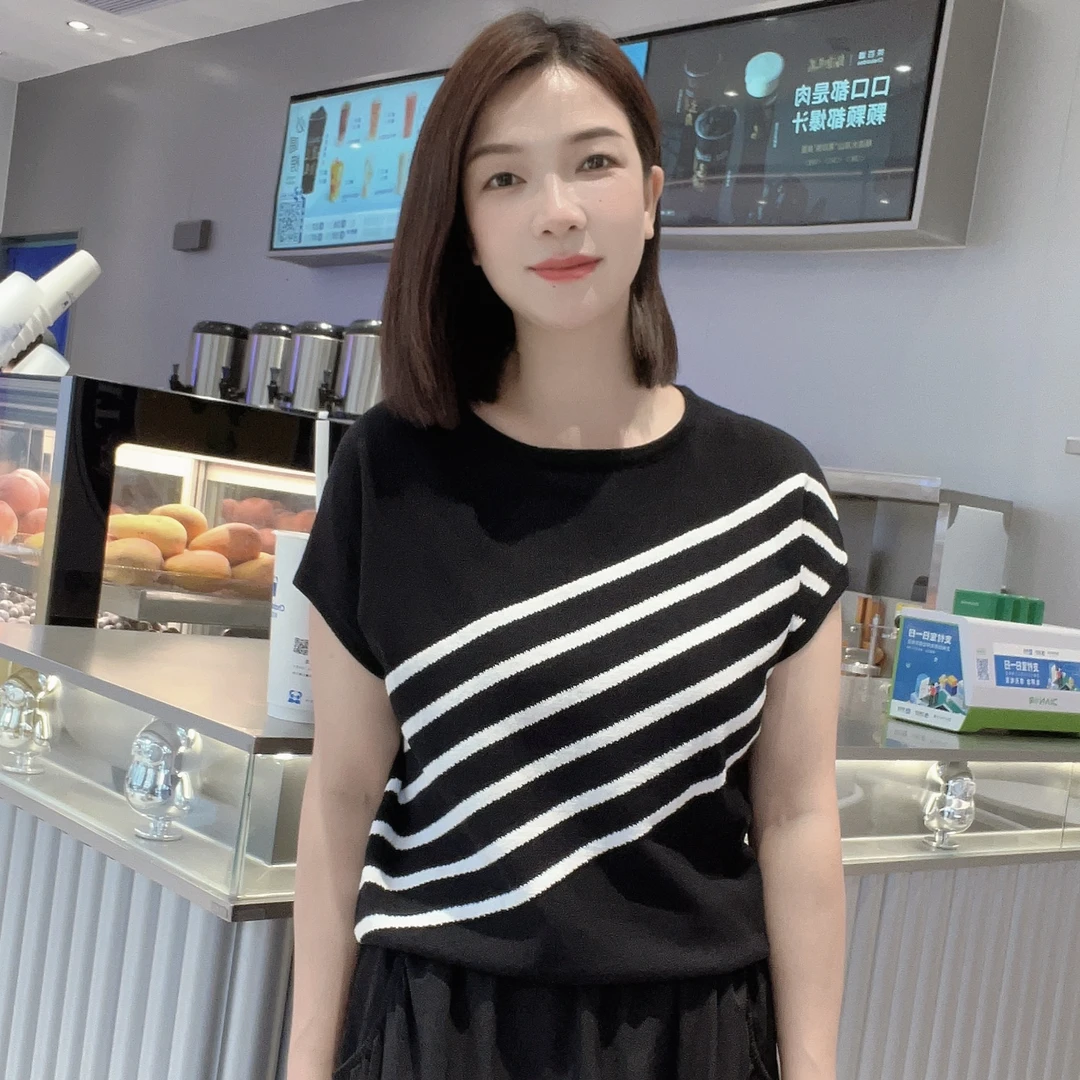 3169春夏新款【大米家专属】圆领时尚百搭休闲宽松上衣气质通勤百搭