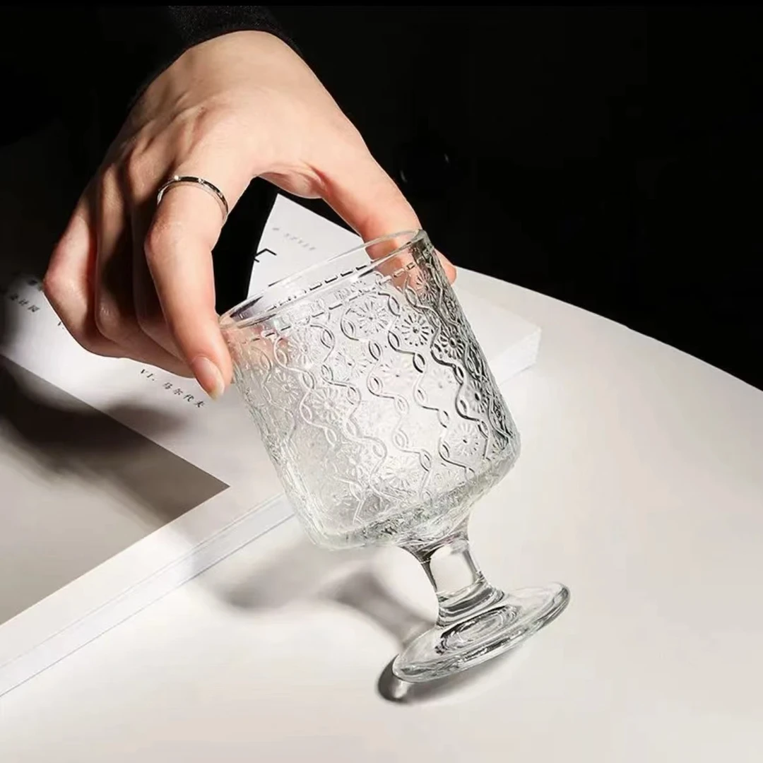 所尚【6只装】新复古ins风高颜值轻奢酒杯饮料果汁高脚水杯