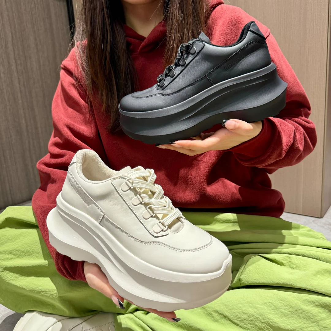 明星同款潮流真皮设计感厚底老爹休闲小白鞋百搭运动鞋真皮鞋爆款