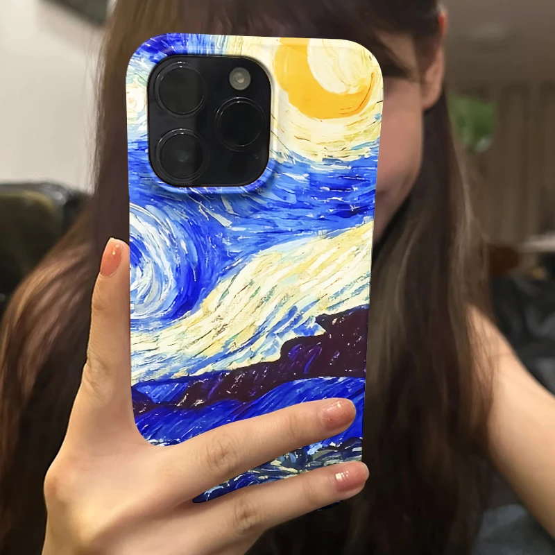 梵高星空小众苹果15手机壳iPhone14promax菲林13硬12/11男x保护套