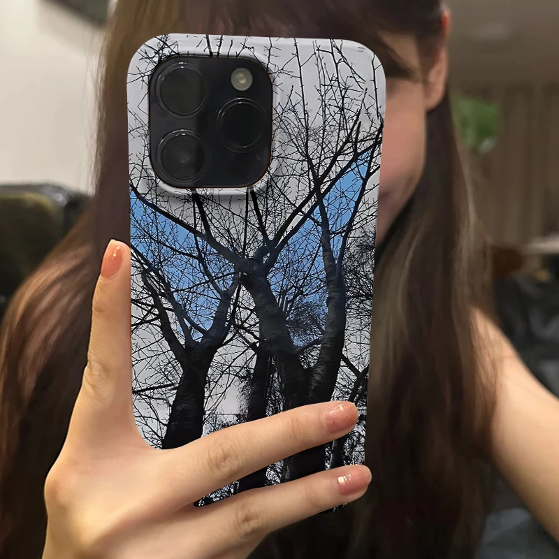 蓝天蝴蝶树小众苹果15手机壳iPhone14promax菲林13硬12男11保护套