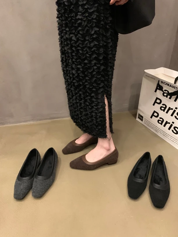 女士气质毛毛鞋女冬外穿仙女法式晚风平底一脚蹬豆豆鞋女加绒棉鞋