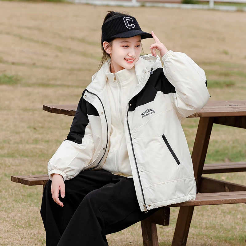 少女孩冬季冲锋衣棉服加厚高初中学生大童派克服大童棉衣外套洋气