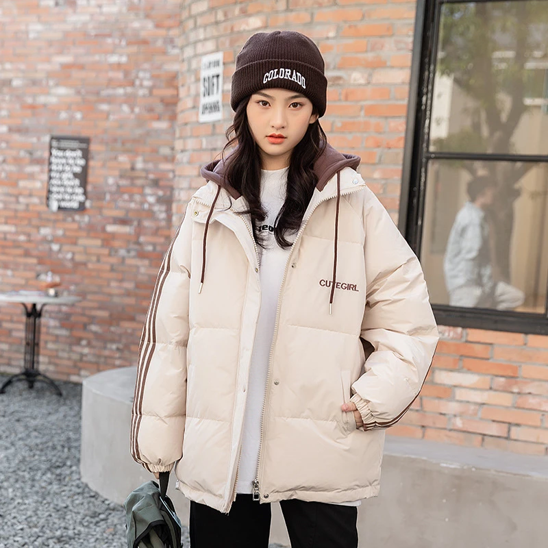 女大童冬季羽绒服2024新款中大童初中学生白鸭绒外套少女加厚宽松