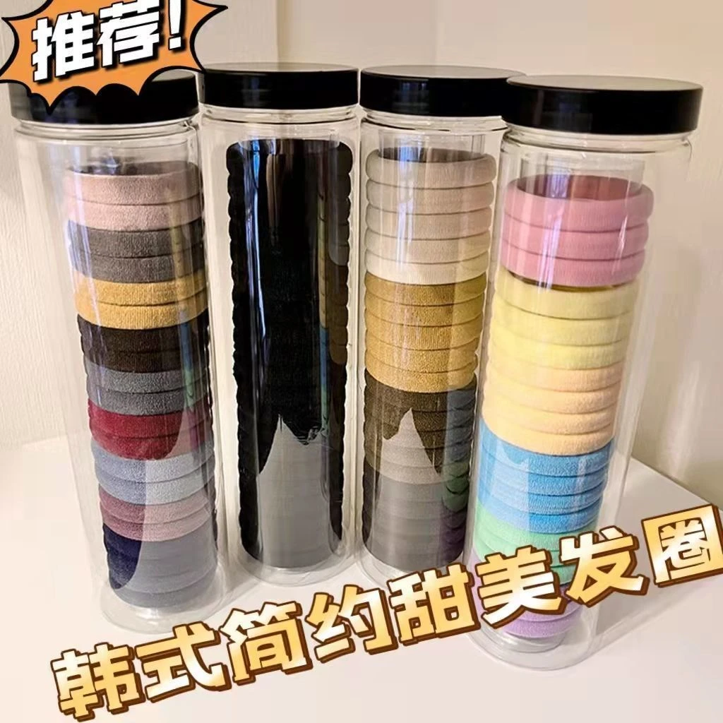 高弹力皮筋扎头发弹力发圈韩式发绳甜美罐装扎头绳耐用不伤发加粗