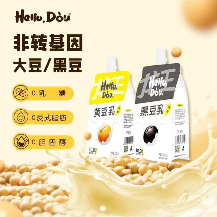 HelloDou 豆乳早餐饮品250ml*10袋即饮黄豆甜味豆奶龙王豆浆整箱