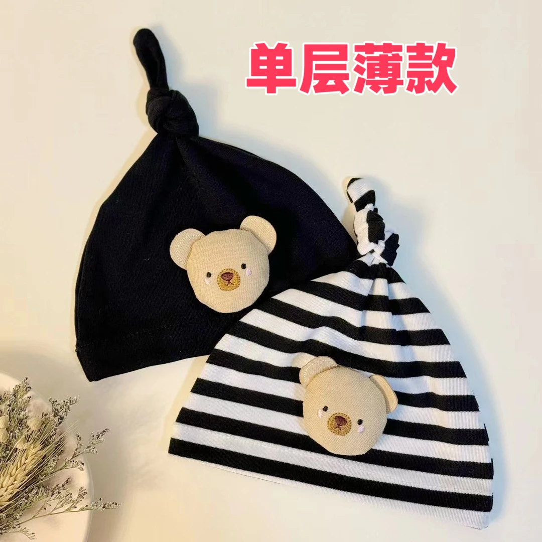 单层薄款春夏新生儿胎帽男女宝宝可爱透气婴儿帽子超萌网红帅气帽