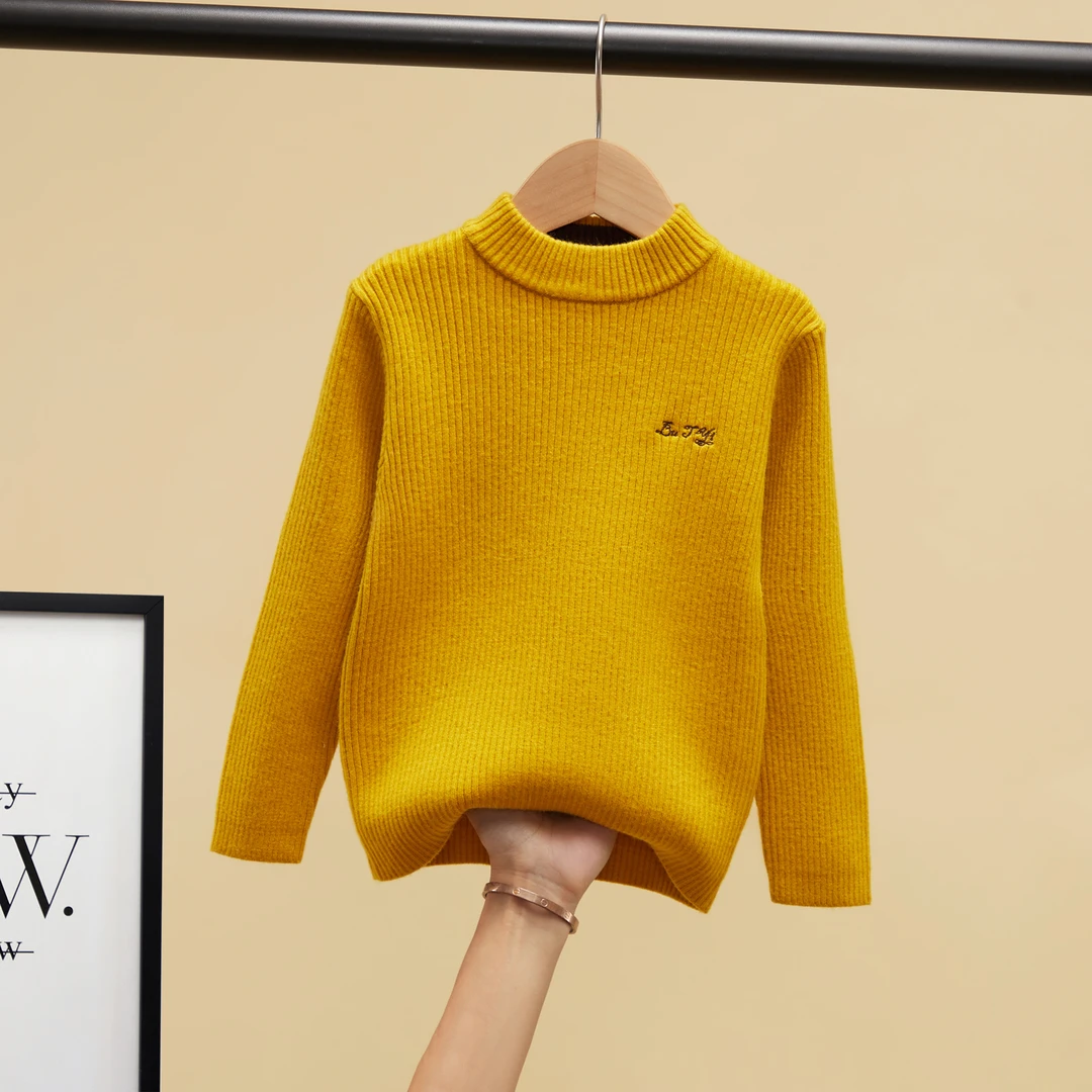 针织衫领口双拼刺绣针织打底圆领童装毛衣百搭简约男童儿童009