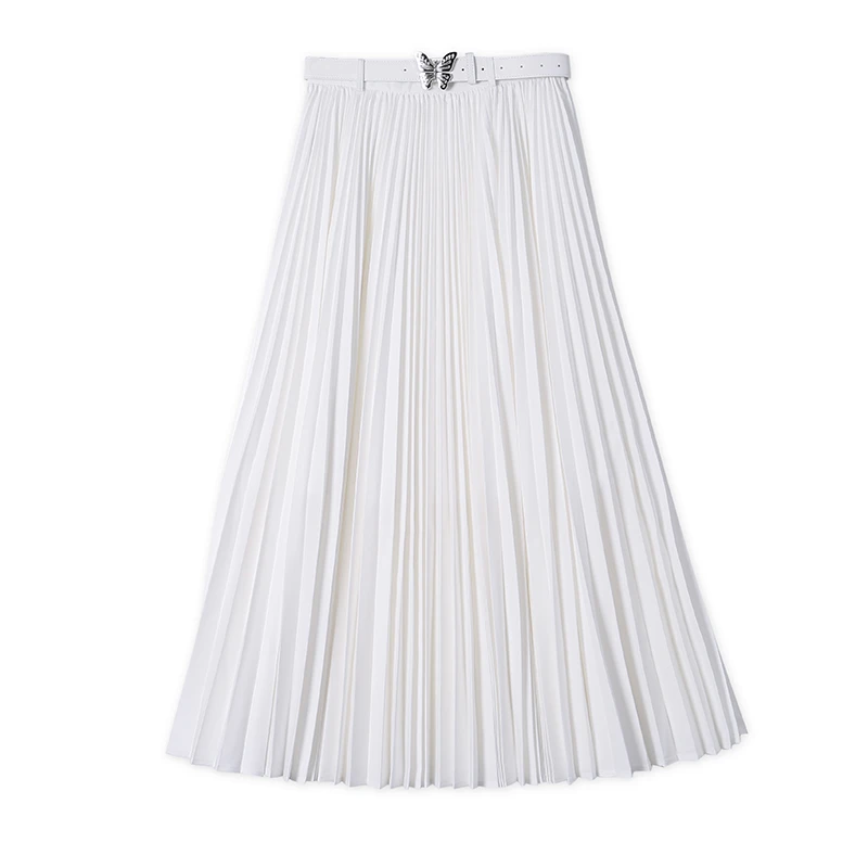 CELLENDI高腰时尚宽松长款百褶裙显瘦半身裙半身长裙夏季15167