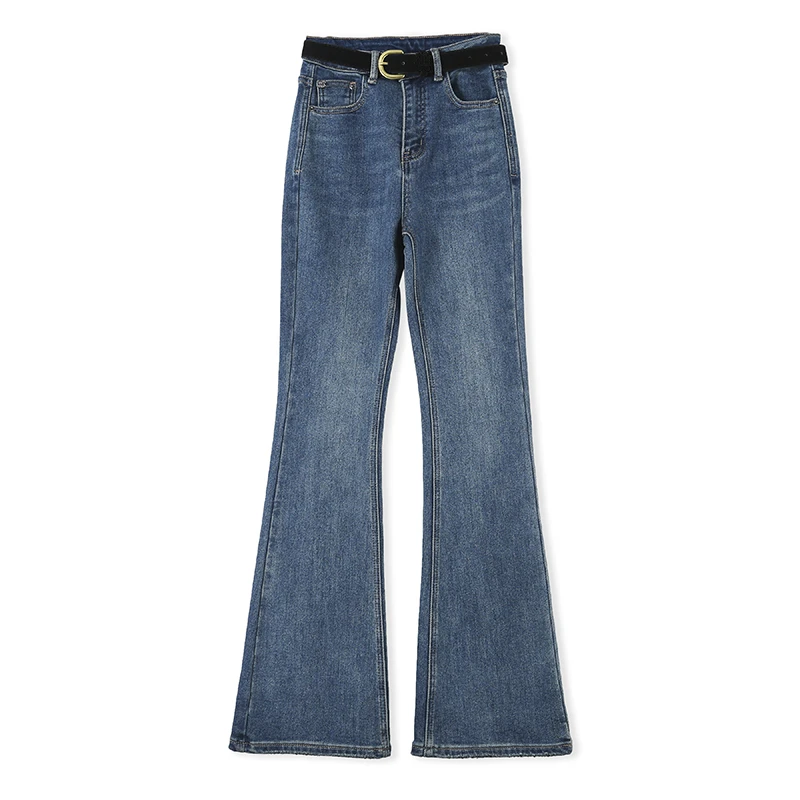 微喇喇叭裤时尚修身 中高腰显腿长水洗加绒牛仔裤1139