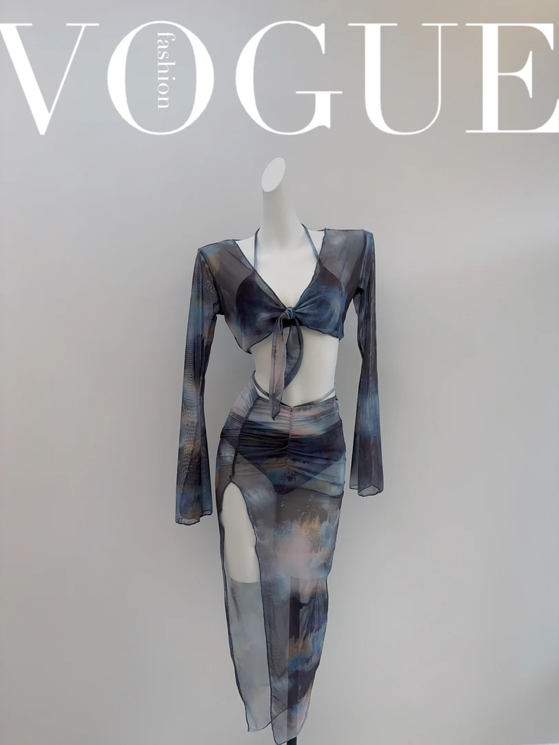 泳装女款高级感长裙比基尼遮副乳吊带泳衣女海边沙滩泳衣女四件套