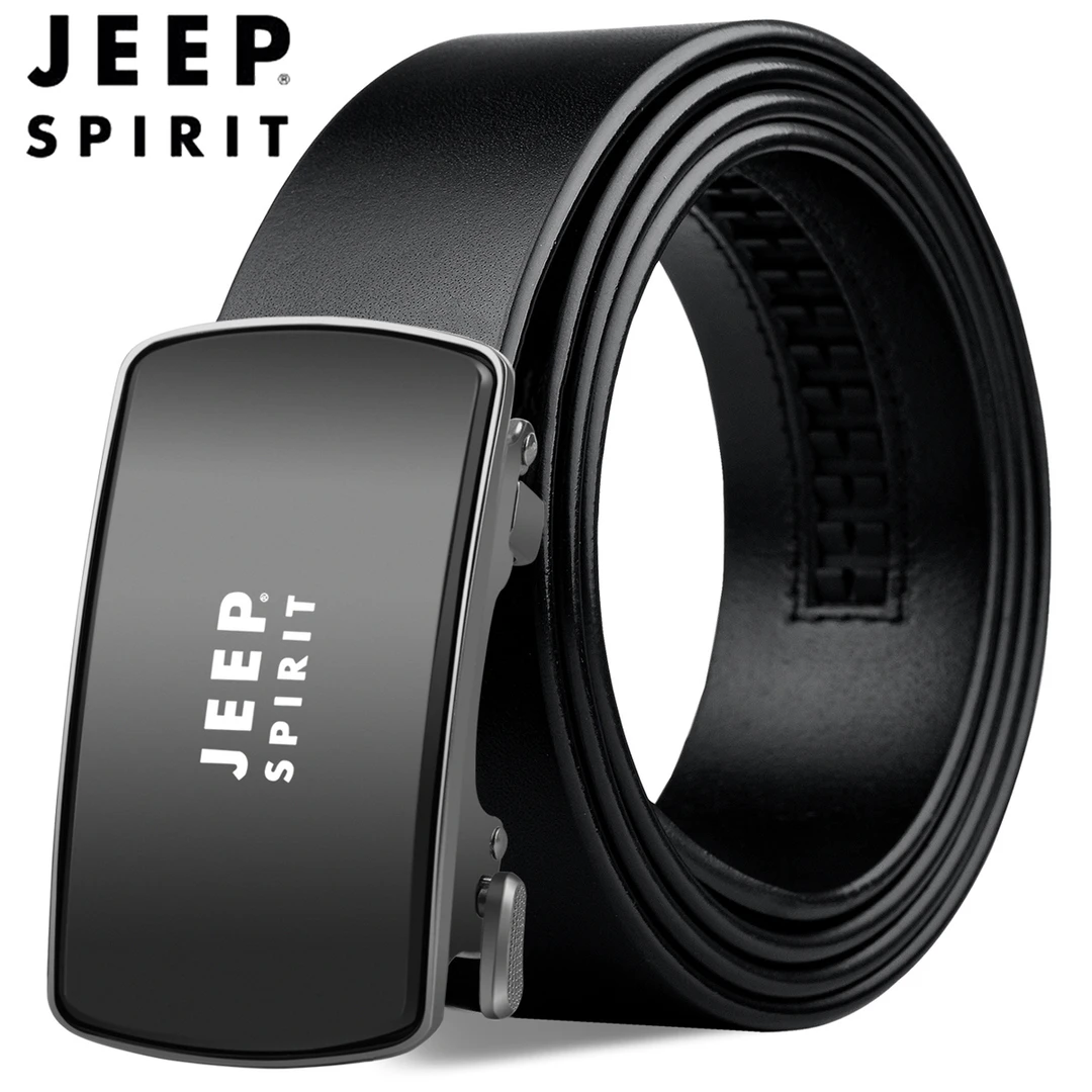 JEEP/吉普皮带男真皮中青年头层纯牛皮时尚简约内穿款自动扣腰带