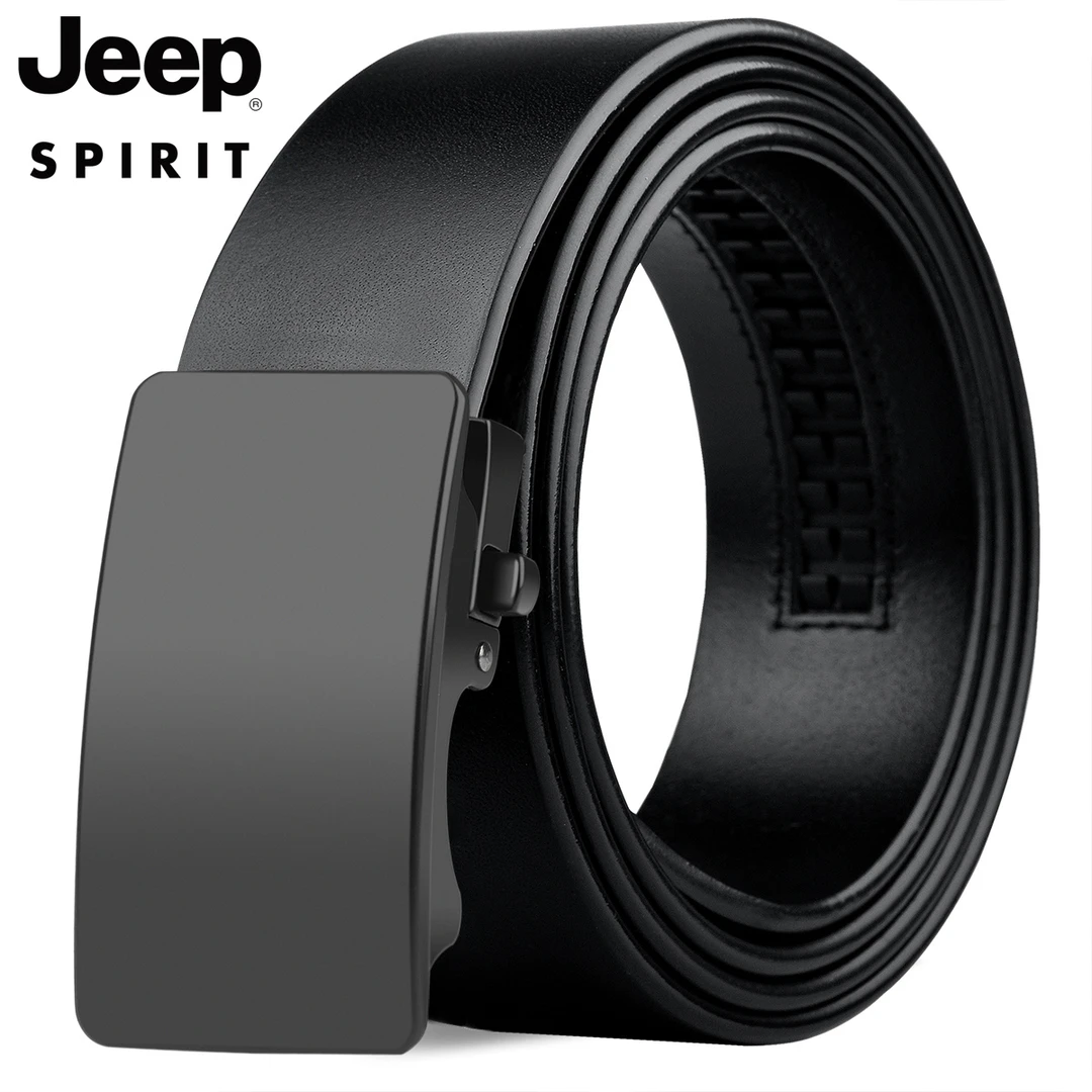 Jeep黑色男士皮带牛皮真皮自动扣休闲青年男式腰带商务裤带正品