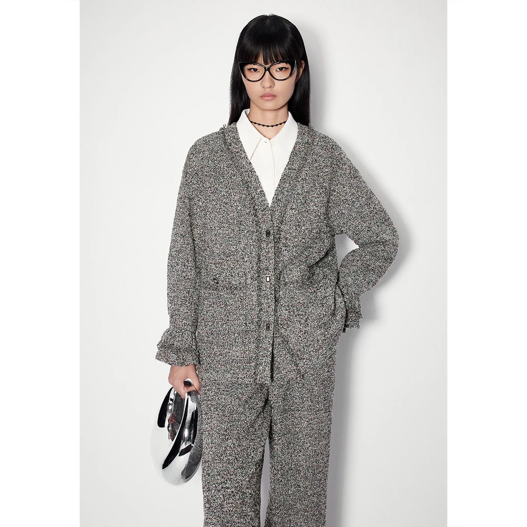 SALT.P可颜新款精致百搭设计款慵懒感混色花纱V领外套AC34510410