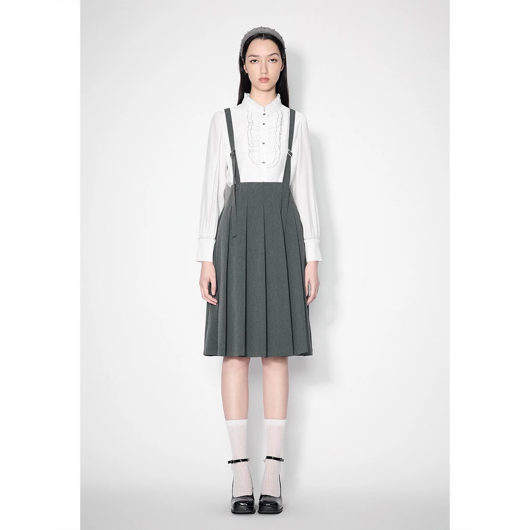 SALT.P可颜时尚休闲小众设计感精致贵气感撞色压褶衬衫AC34330040