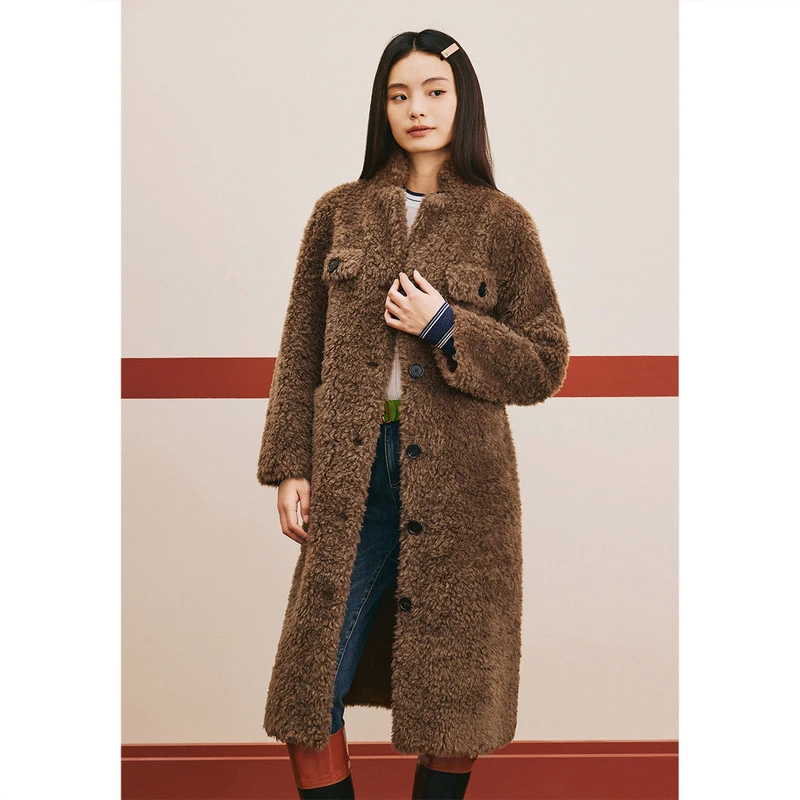 PSALTER诗篇新款时尚复古宽松百搭保暖100%绵羊毛大衣6C33580360