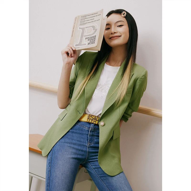 诗篇气质百搭通勤时尚高级纯色显瘦舒适气质款西装外套6C63210053