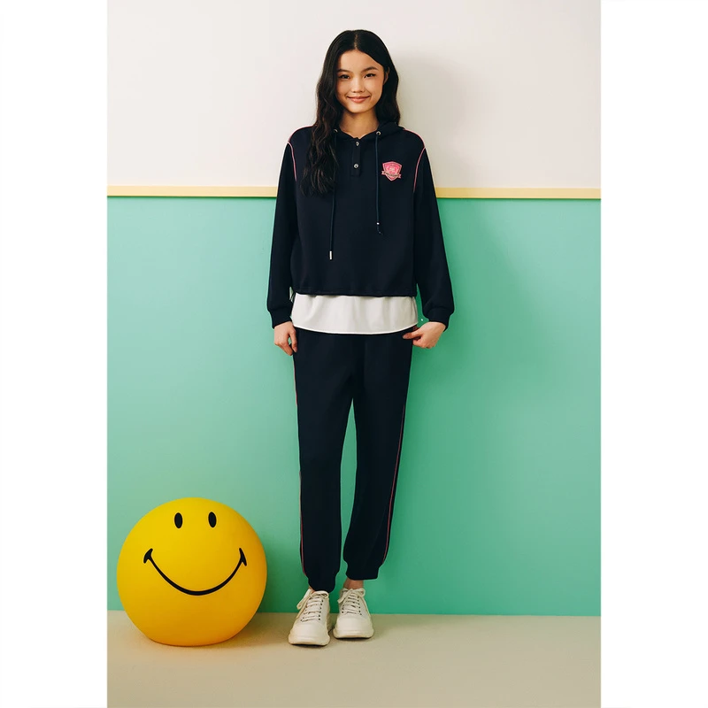 SALT.P可颜百搭卫衣撞色长袖运动休闲时尚连帽宽松套装6J53360020