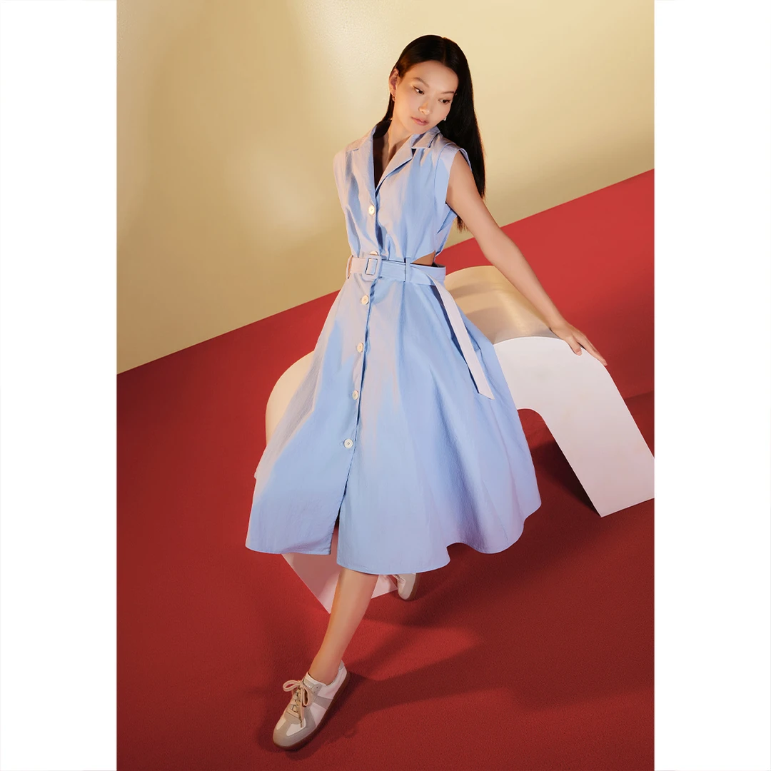 salt.p可颜气质轻奢复古法式收腰小众时尚中长款连衣裙AC34205520