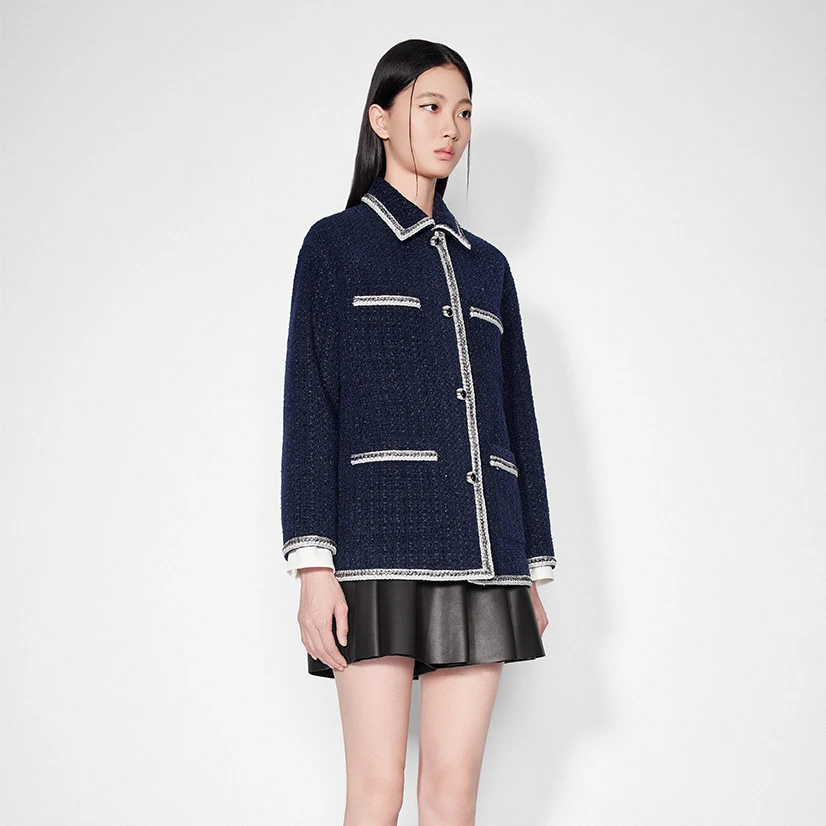 SALT.P新款时尚气质休闲宽松百搭经典翻领肌理感厚外套AC34510520