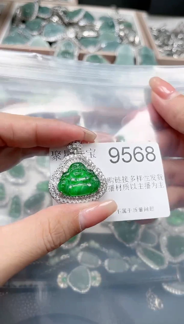 【闪购商品】翡翠颈饰未镶嵌赠皮绳9568