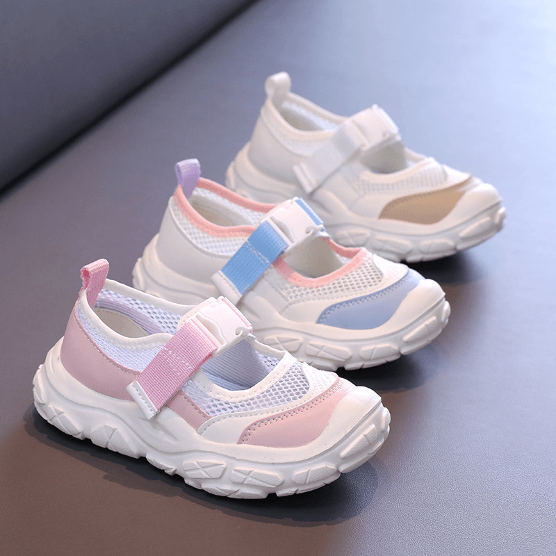 儿童拼色运动鞋2024年夏季新款单网镂空浅口休闲鞋男童中大童网鞋