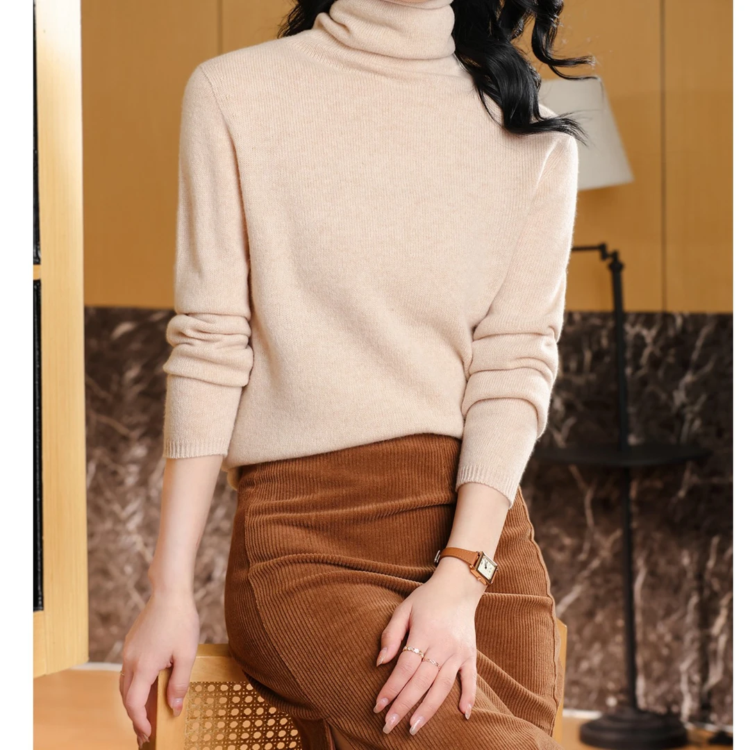 【100纯羊毛】秋冬新款-全羊毛高领纯色针织衫内搭外穿羊毛衫