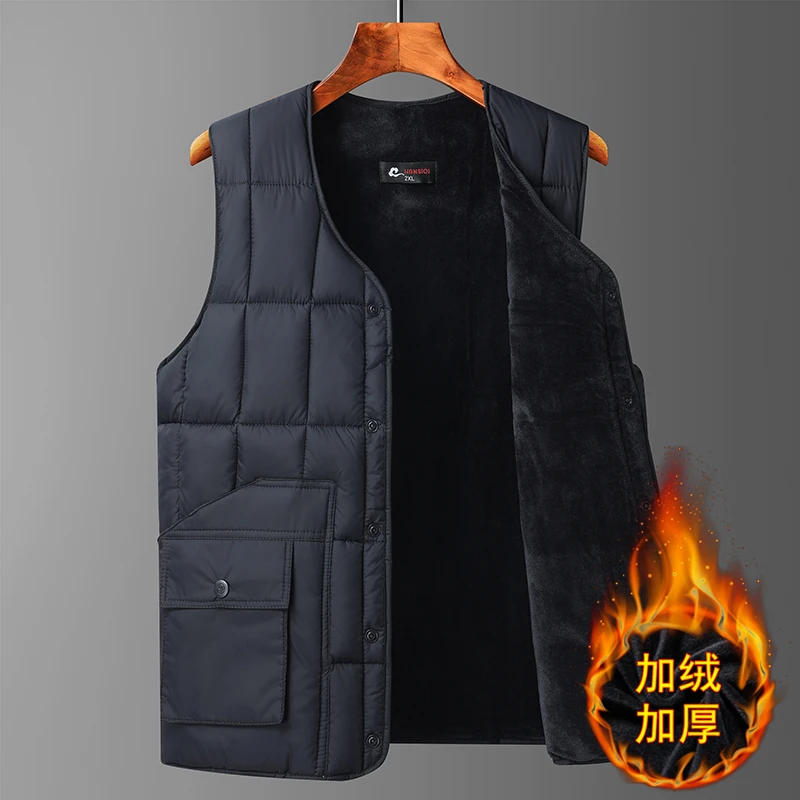 中老年马甲男士加绒加厚爸爸冬装背心爷爷冬季加大码保暖坎肩马夹