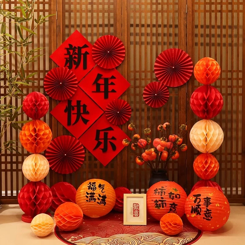 2025蛇年新年装饰品客厅公司酒店门店背景墙春节过年氛围场景布置