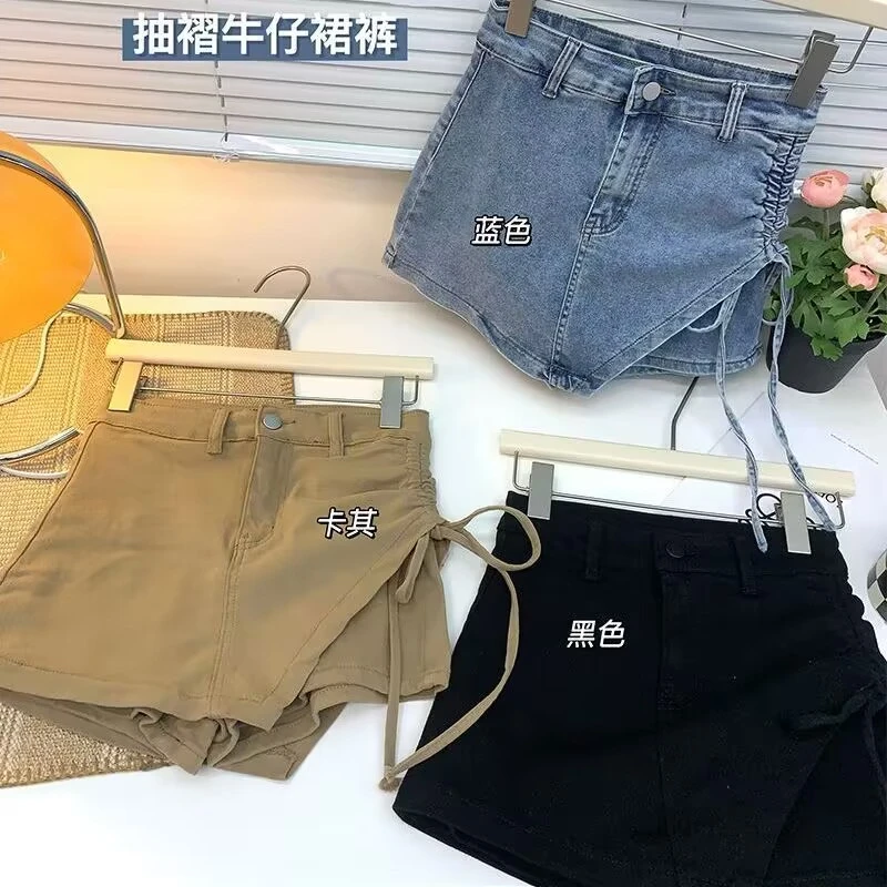 女童夏季短裤牛仔裤2023新款棉儿童蓝色裙裤显瘦时尚裤子时髦百搭