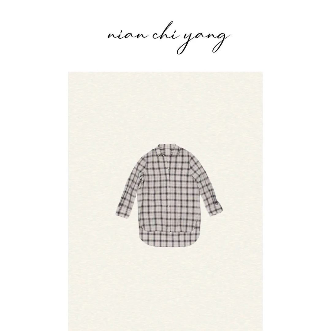 格子衬衫中长款长袖休闲针织轻奢时尚休闲宋-轶同款AA348