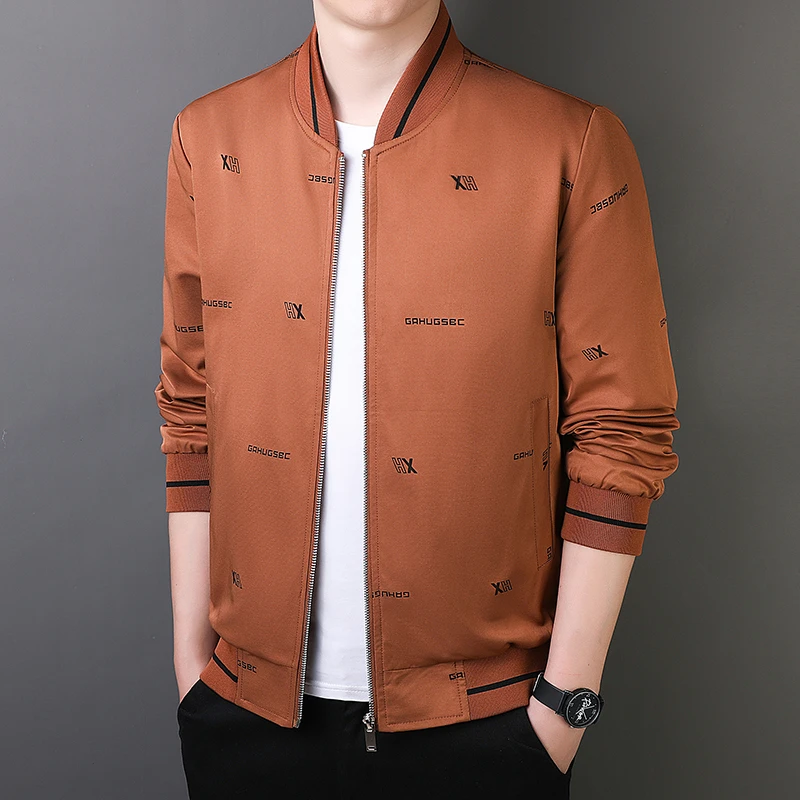 休闲男外套男士时尚春秋季中年立领棒球领潮流商务夹克衫外套上衣