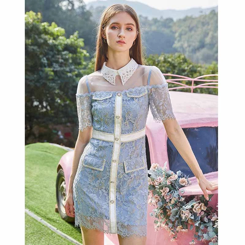 【黄蓉推荐】SEEVIA席薇亚蕾丝碎花拼接女装连衣裙8222681