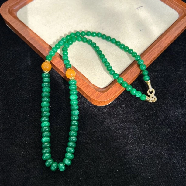翡翠算盘珠项链绿色180