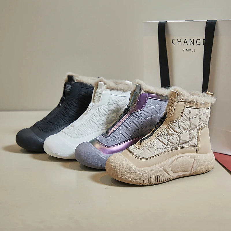 加绒高帮雪地靴女2023冬季新款学生保暖休闲厚底棉鞋时尚防水加厚