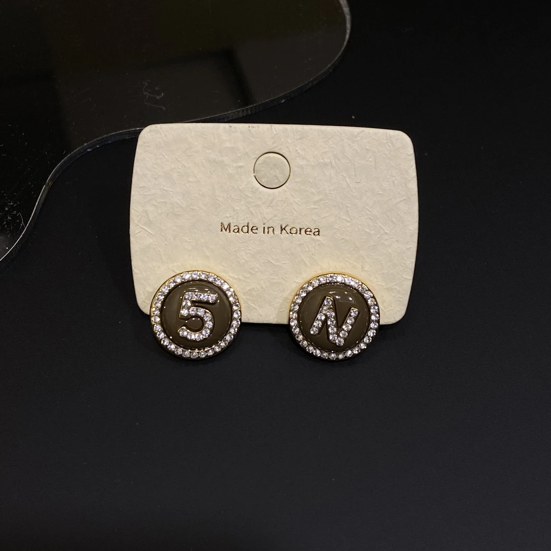 铜合金合成锆石耳饰 数字高级感时尚耳饰 9409