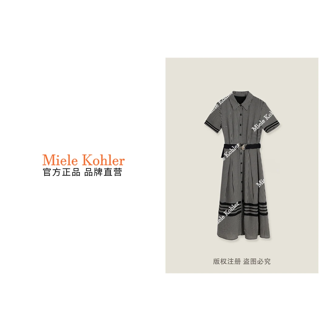 新款法式花纹设计线条POLO领女款连衣裙MKODKX2156【澳门小源同款】