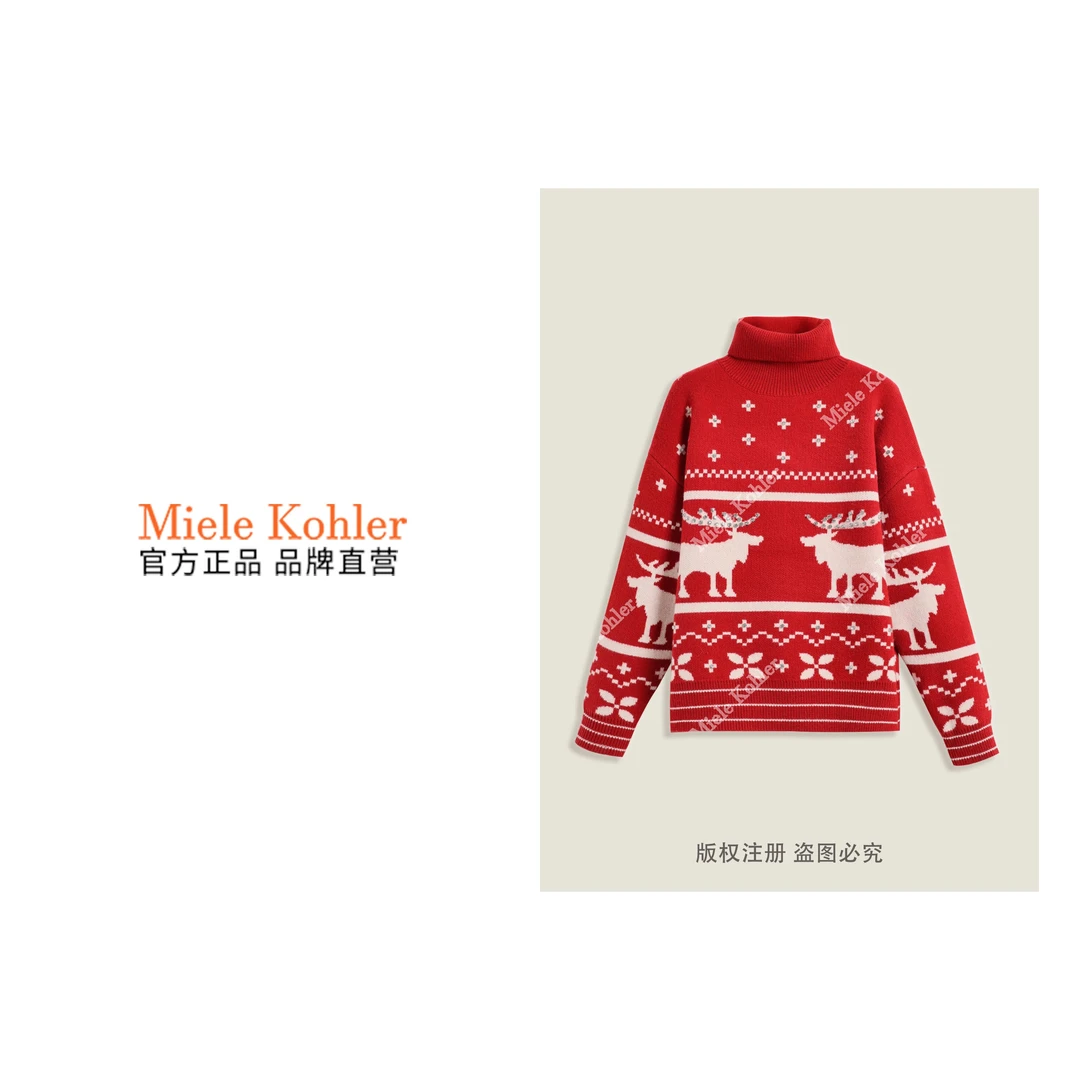 新款重工烫钻设计圣诞节日高领毛衣MKKQ3375-6【澳门小源同款】